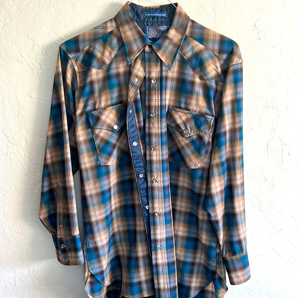 Men’s Vintage Western-style 100% and wool long sleeved plaid Pendleton shirt - Picture 1 of 7